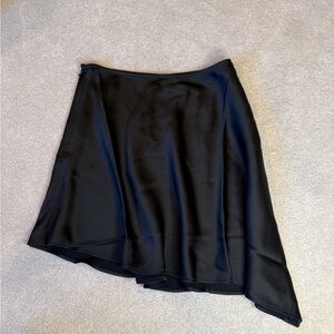 NWT WeWoreWhat Black Silky Asymmetric Mini Slip Skirt Size 0